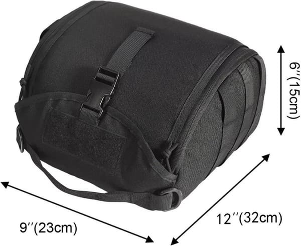 Hjälmförvaringsväska, polyester med skum- och fleecefoder, 2 nätfickor, dubbel dragkedja, utomhusbruk, svart, 32 x 23 x 15 cm