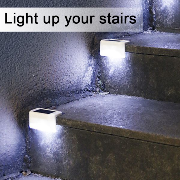 Solcellsbelysning för däck utomhus, 4-pack, vit LED-solcellsbelysning