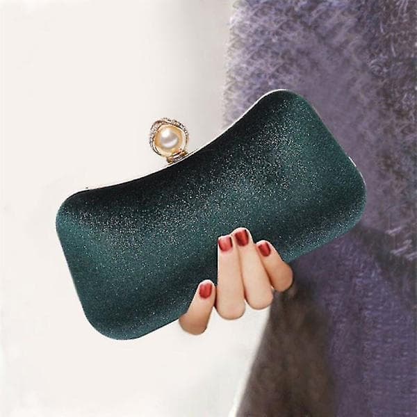 Sammet Bronzad Kvällsväska Retro Clutch - Grön
