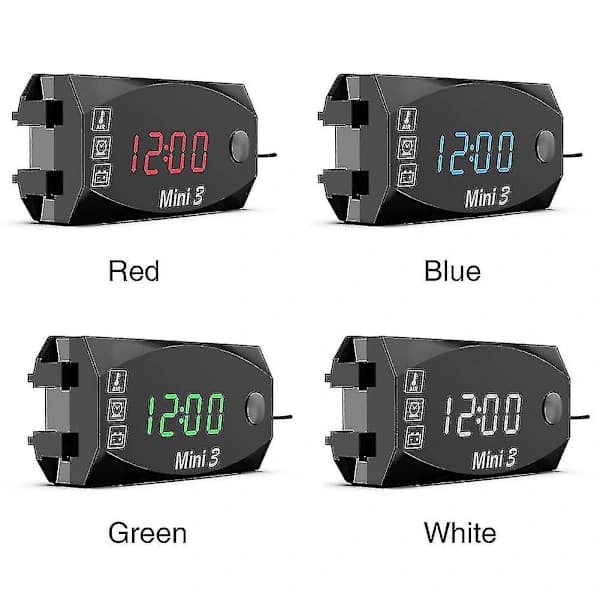 3 i 1 motorcykel voltmeter skruv klocka termometer LED-display mini vattentät