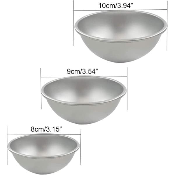 3-delt kuppel, aluminiumsform for kaker, puddingform