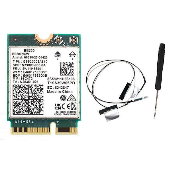 CASA WIFI 7 BE200 BE200NGW WiFi Kort+2 stk. Antenne BT 5.4 802.11AX Tri-Band M.2 NGFF Trådløst Netværks Ada