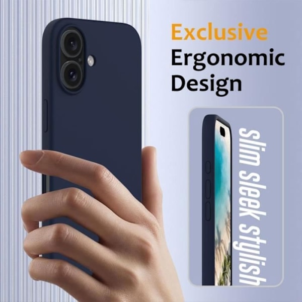 Etui for iPhone 16, Ultra Tynn Myk Flytende Silikon Beskyttelse Matt Effekt N Gray