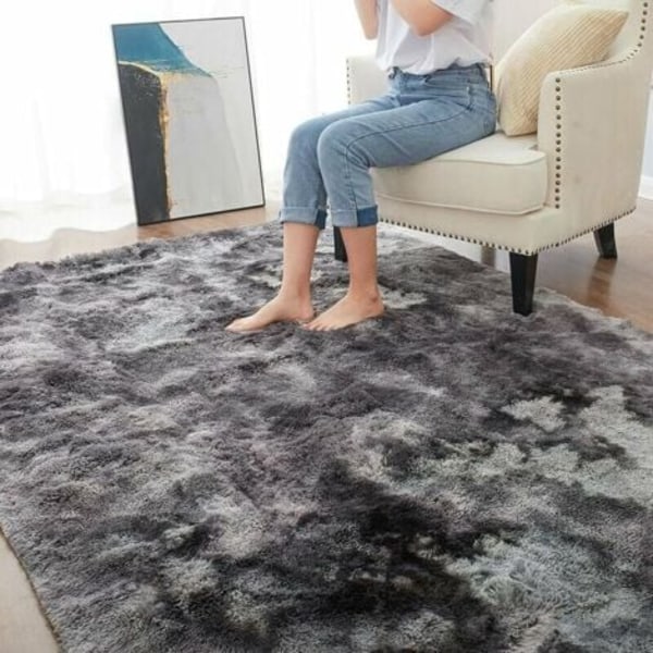 Shaggy Stuetæppe 160 x 230 cm i Mørkegrå Plys Blød Polypropylenfiber Skridsikkert Tæppe - DPZO.ca