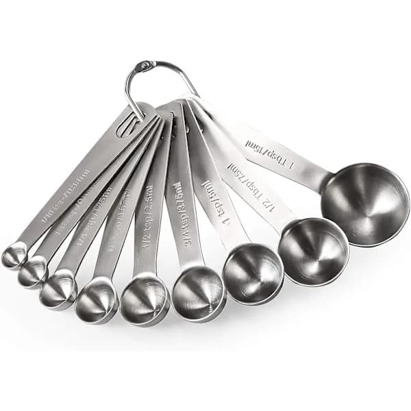 [CA] 9 måleskeer: U-Taste 18/8 rustfrit stål måleskeer (1/16 tsk, 1/8 tsk, 1/4 tsk)