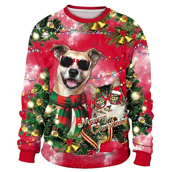 [CA] Dam Herr Par Jul 3D-tryck Tröja Pullover Topp F L