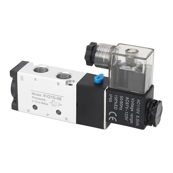 4V210-08 Elektrisk Magnetventil 2 Lägen 5 Vägs Cylinderkontroll Reverseringsventil Pneumatisk Luftventil AC110V
