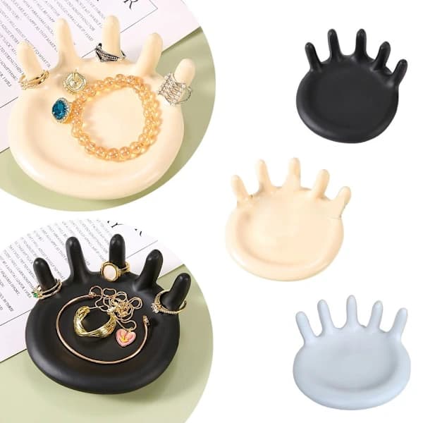 Ring Halskæde Armbånd Tallerken Smykkeholder SORT Sort[ca]
