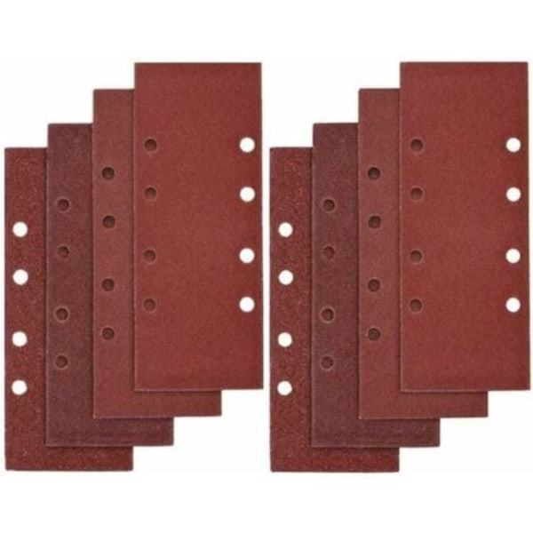 40 stk. sandpapir, 93 x 185 mm slibepapir til rystepudser med 8 huller, assorteret korn P40, P60, P80, P100 Grit.ca