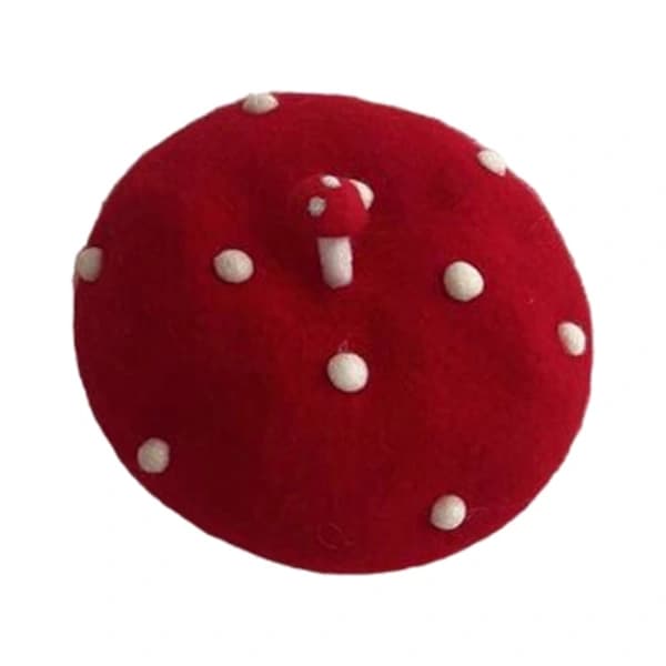 Vinter Sopp Beret Hatt Hvit Dame Jenter Formell Casual