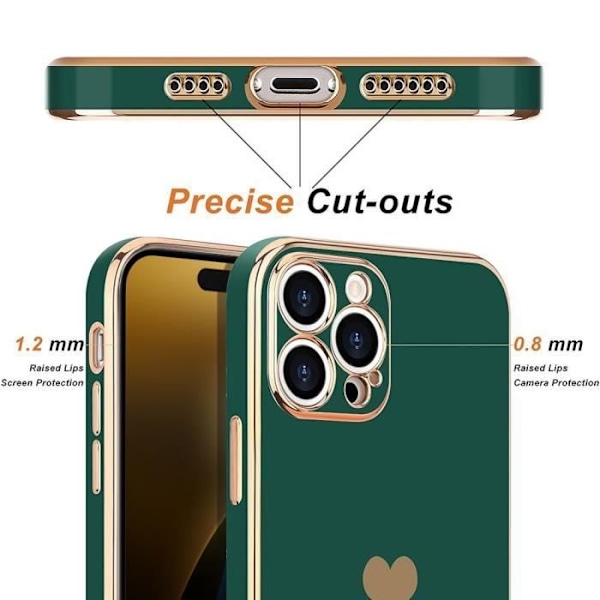 iPhone 16-fodral - Skyddande TPU-hjärta Stötsäker Repskyddad Mörkgrön