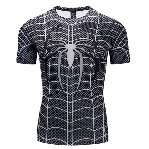 3D Spider-Man painettu lyhythihainen kompressio-T-paita miehille, hengittävä fitness Väri 1 L Color 1 L（noin） Color 1 L