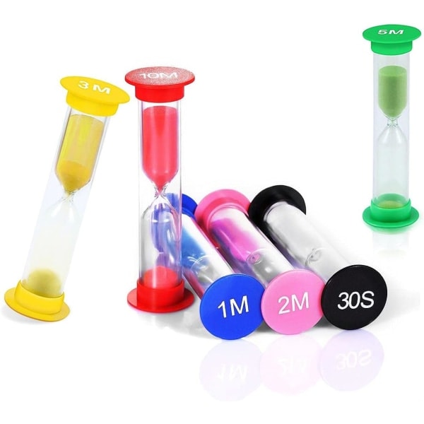 6-delars Timglas Timer, Timglas Färgglada Timglas Set Timglas Timglas 30 sekunder/1 minut/2 minuter/3 minuter/5 minuter/10 minuter för