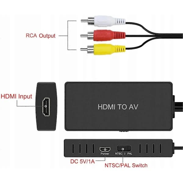 [CA] HDMI til RCA-omformer AV Cinch CVBS 1080 Adapter