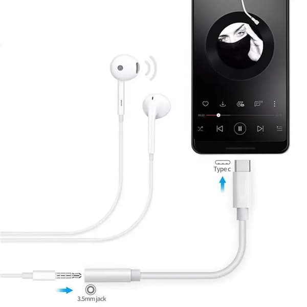 iPhone 15 USB-C - 3,5 mm sovitin - VALKOINEN