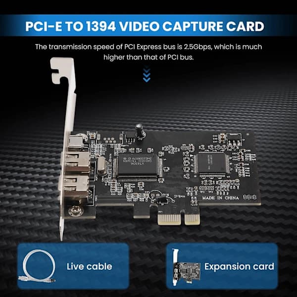 PCI-e PCI Express Firewire-kort, IEEE 1394 Kontrollerkort med Firewire-kabel, for video, audio Tr