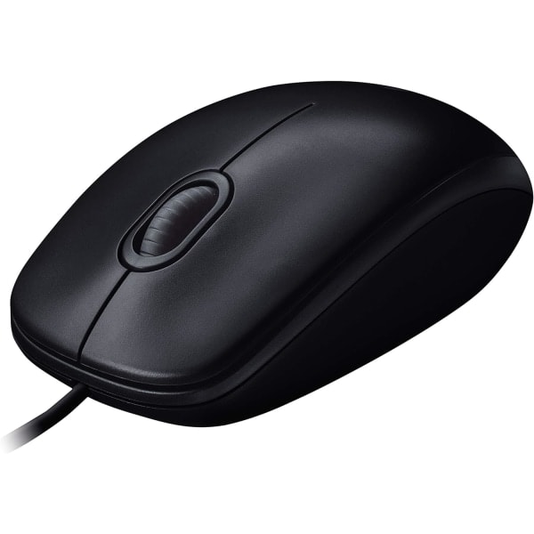 Logitech M90 USB-mus med sladd, 1000 DPI optisk avläsning, ambidextriös design, kompatibel med PC, Mac, bärbar dator, svart (ca)