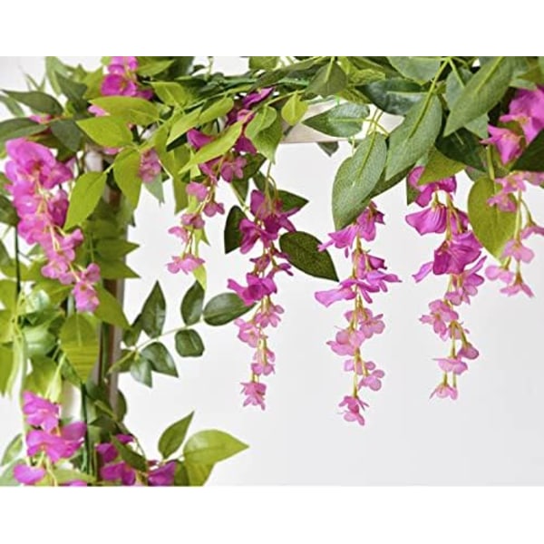 2 kpl Keinotekoinen Wisteria Köynnös Girlande Kasvit Kukat Taide Seremoniaan Koti Häät Koristelu Rose Red