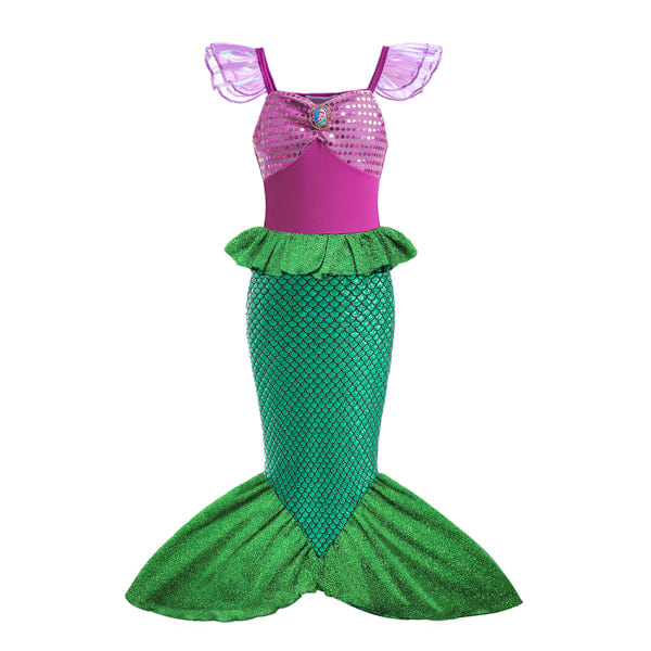Lilla sjöjungfrun Ariel prinsessklänning barnklänning för flickor cosplay barn karneval födelsedagsfest kläder sjöjungfruklänning 5T(strl 120)