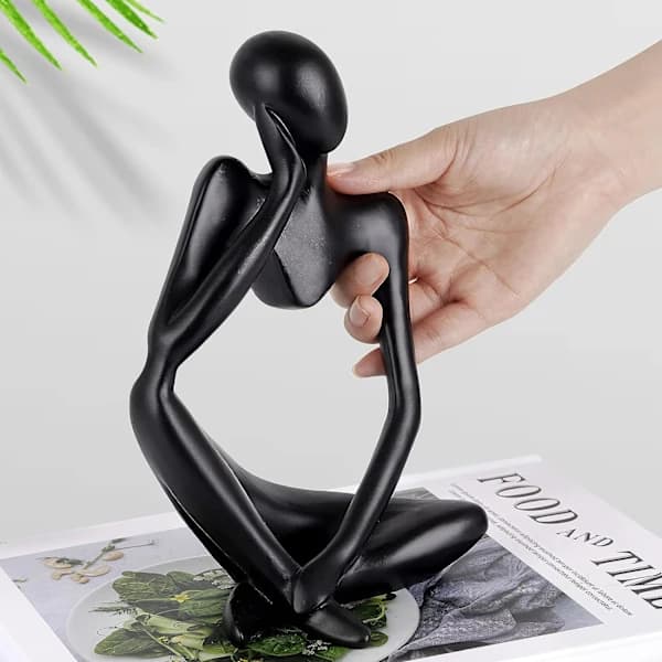 Svart Abstrakt Tenker Skulptur Statue Samling St