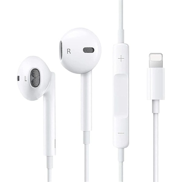 Apple-hovedtelefoner Trådbundne iPhone-hovedtelefoner In-Ear-hovedtelefoner med volumenkontrol og mikrofon, kompatibel med iPhone XS-14 Pro Max