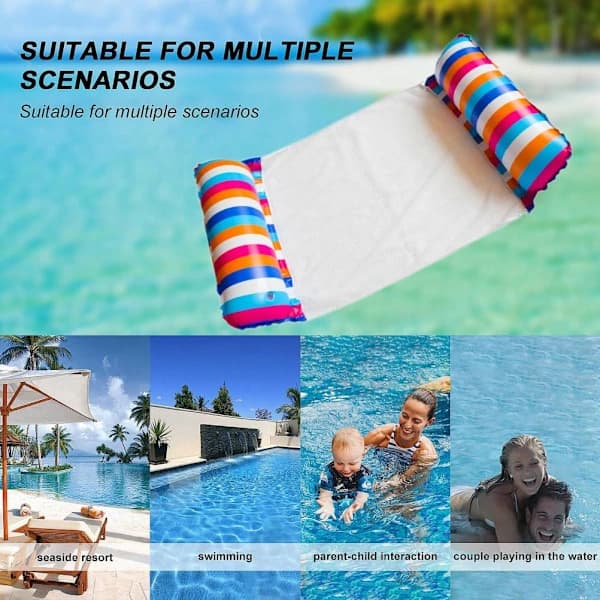 Inflatable Pool Floating Water Hammock Lounge Chair with Air Pump Multifunctional