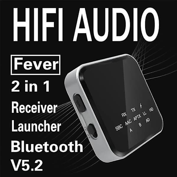2-i-1 HiFi Bluetooth 5.2 AptX HD Sender/Mottaker Trådløs 3,5 mm Aux Optisk AptX Adapter For