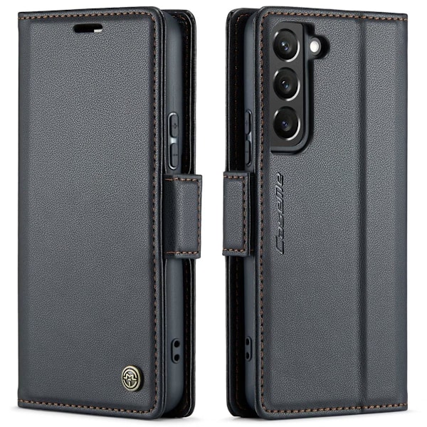 Samsung S25 - Premium Læderetui med 4 Kortlommer CaseMe® Sort-casa Black