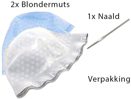 Highlightinghette 2-pakning med metallnål, gjenbrukbar silikon hårfargeblekehette for striper og lavlys, hvit