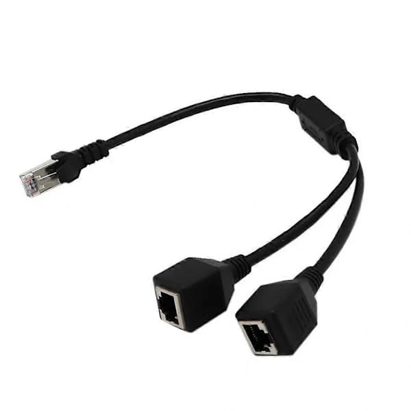 RJ45 Splitter Ethernet-adapterkabel 2-i-1 han til 2 hunner