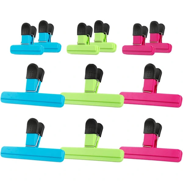 12 stk. Plastikposeklemmer (2 størrelser)