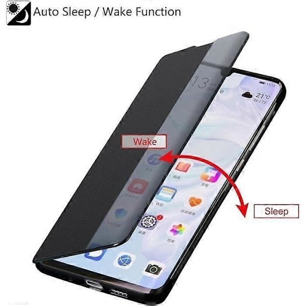 Huawei P30 Lite Cover, Smart View Læder Flip Case, [Strøm][Fuld Beskyttelse](P30Lite, Blå null null none