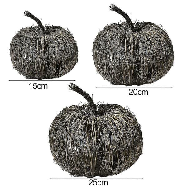 Kunstige græskar, rottingvævet græskarpynt, efterårshøst græskar til Halloween Thanksgiving 20 cm 20cm