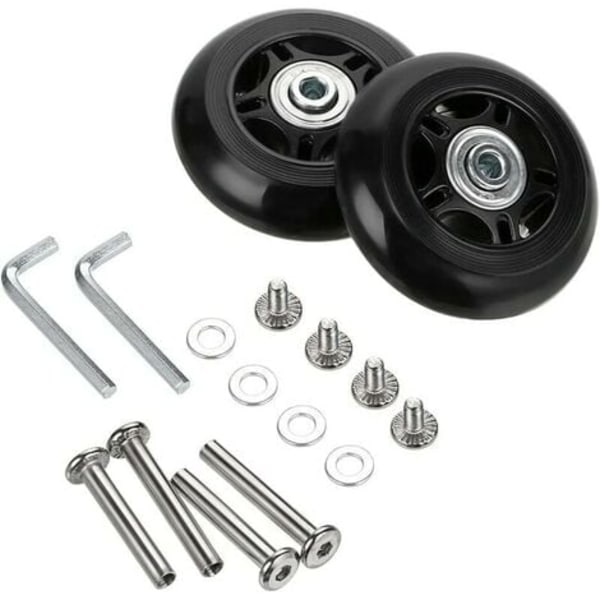 2 stk. kufferthjul Udskiftningshjul reparationslejer til bagagekuffert 70×24mm, Sort.ca