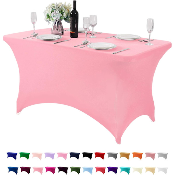 Spandex-pöytäliina 4 jalkaiselle pöydälle, Universaali istuva venyvä pöytäliina juhliin, banketteihin, häihin ja tapahtumiin - Rose Quartz