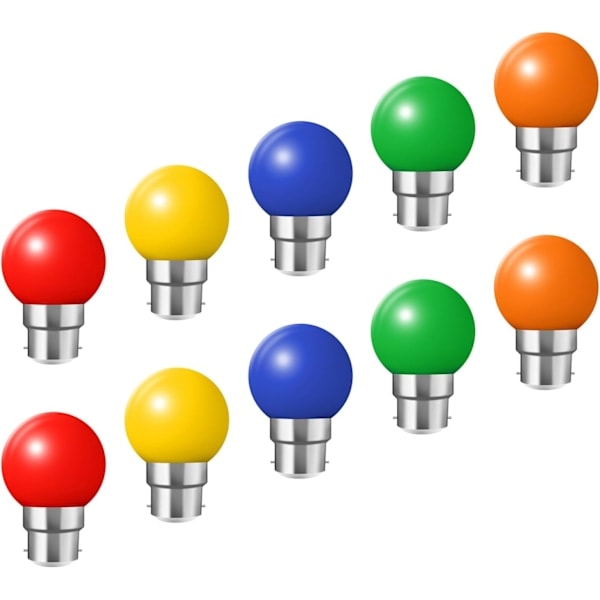 B22 Bajonettlampor - 10-pack Festong LED-lampa 2W (motsvarande 20W), Färgglad energisnål lampa färg