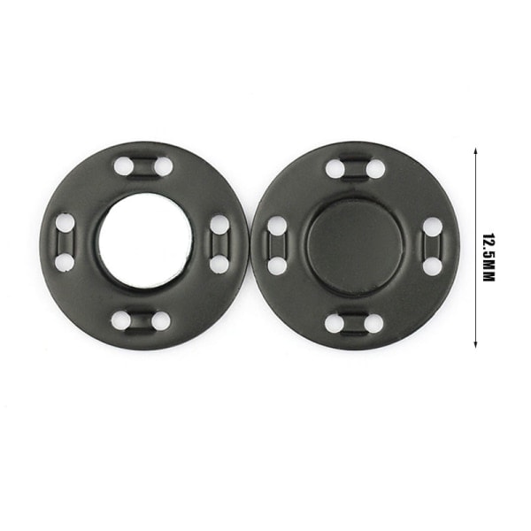 CASA 10 par magnetiske klær usynlige magnetknapper DIY-klær Svart 12.5mm