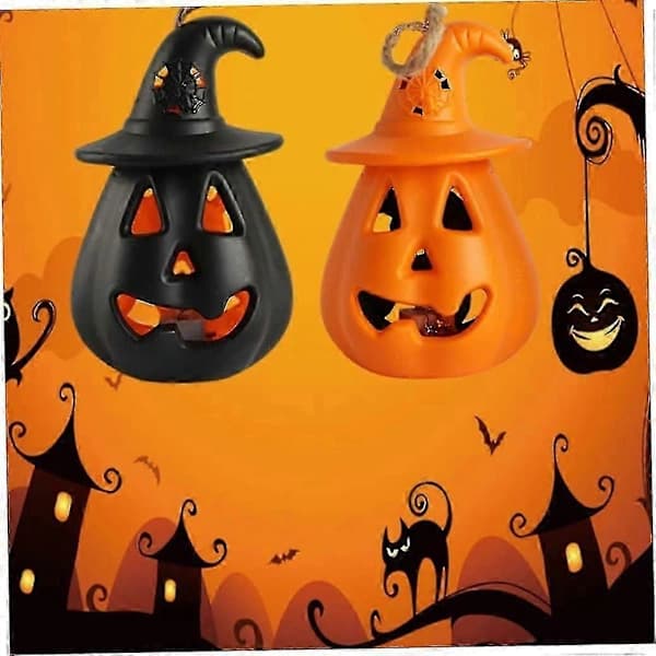 Søde Mini LED-lamper 4 stk. Halloween Græskarlamper Orange