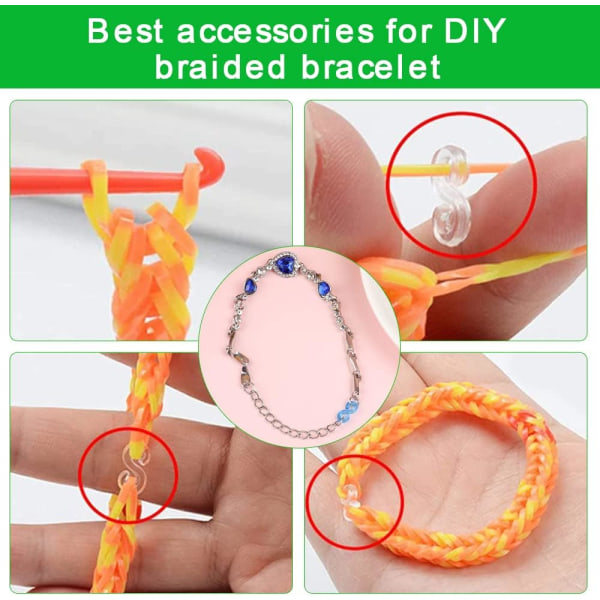 1000 kpl Loom Bands S-klipsit - Värikkäät kumilenauhaklipsit