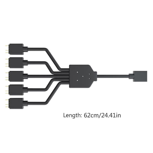 ARGB 1 til 5 3-benet 5V Fleksibelt blæser RGB-adapterkabel Computer til kabinetstikdeler til MSI