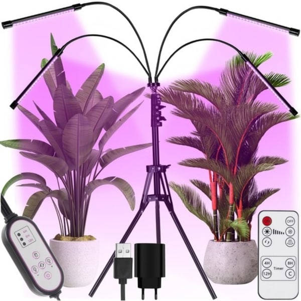 Vækstlampe med Stativ / Plantevækstlys - 4 LED-paneler