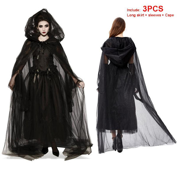 Sexy Dame Skørt Fantasifulde Kjole Kostume Fantasy Sort Hexe Cosplay Matches the image s