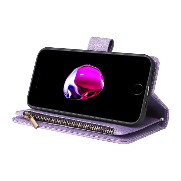 Kotelo iPhone SE 2020/2022 Nahkainen Flip Folio -kotelo Luottokorttipidikkeellä Rahatasku Magneettinapit Kotelo Tuki Iskunkestävä Lila A