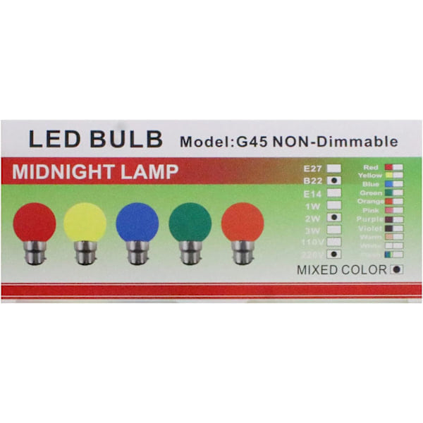 B22 Bajonettlampor - 10-pack Festong LED-lampa 2W (motsvarande 20W), Färgglad energisnål lampa färg