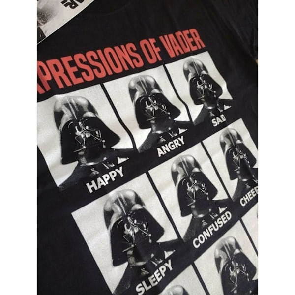 Tähtien sota Unisex Aikuisten Expressions Of Vader T-paita XXL Musta XXL