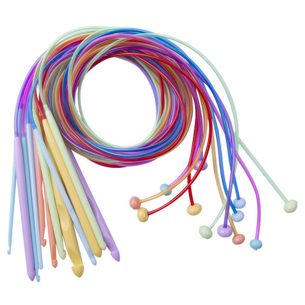 Tunesiske hæklenåle med kabel, 120 cm, 12 afghanske hæklenåle 3,0 mm - 12,0 mm til tæpper, halstørklæder, blomster, duge, sjaler og mere