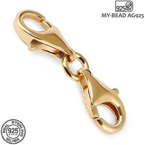 Dubbla Xs Karabinhake Lås 19mm 925 Silver 24ct Guldpläterad För Kedjor Och Armband Juvelerarkvalitet