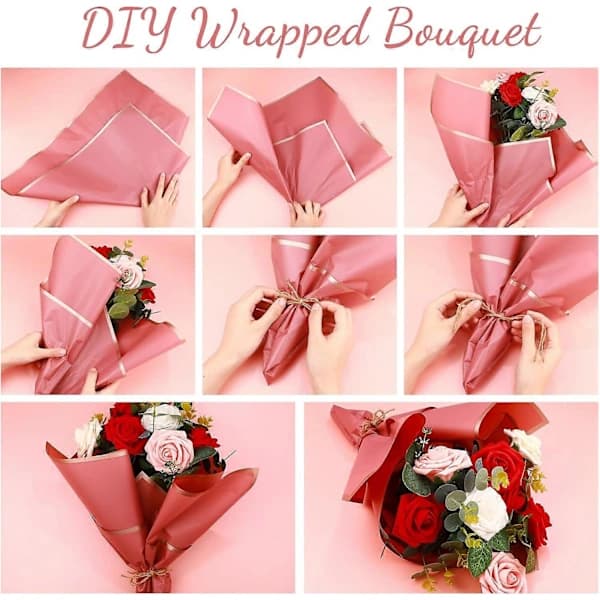 [CA] 100 Ark Blompapper Guldkant Bukett Omslagspapper Blandat Koreansk Blomma B