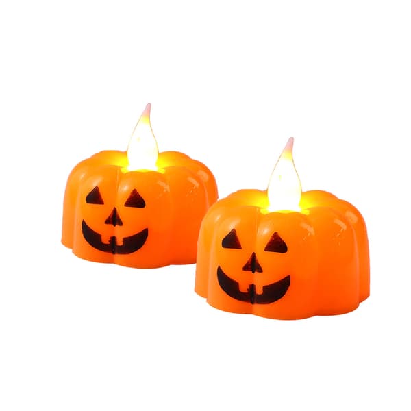 2 stk. gresskarlykt, Halloween LED elektronisk gresskarlykt