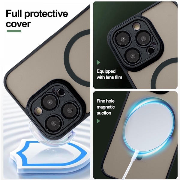 Magnetiskt designat skal för iPhone 15PROMAX, stöttåligt genomskinligt hårt baksida smalt skyddsskal